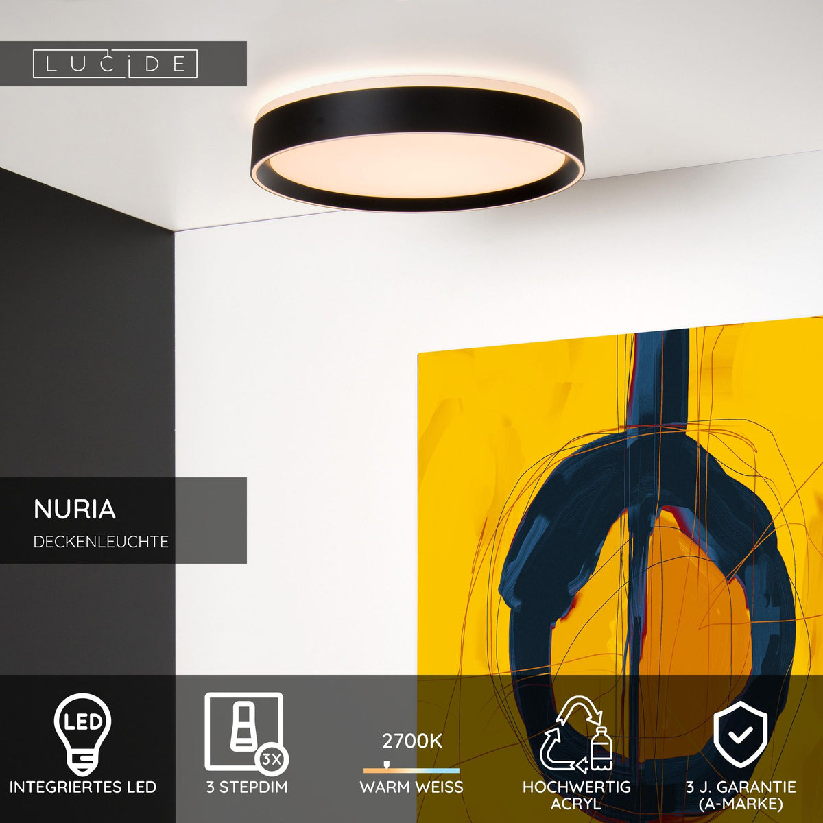 LED-Plafón Nuria regulable en 3 niveles Ø 30cm (4)