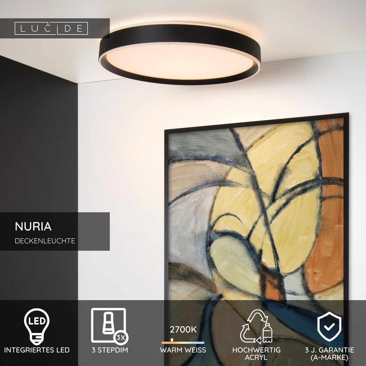 LED-Lámpara de techo Nuria con regulador por niveles Ø 50 cm (6)