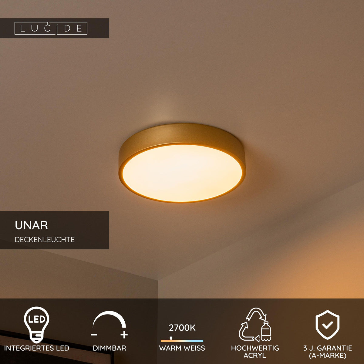 LED-Plafonnier Unar à intensité variable à 3 niveaux Ø 30cm (6)