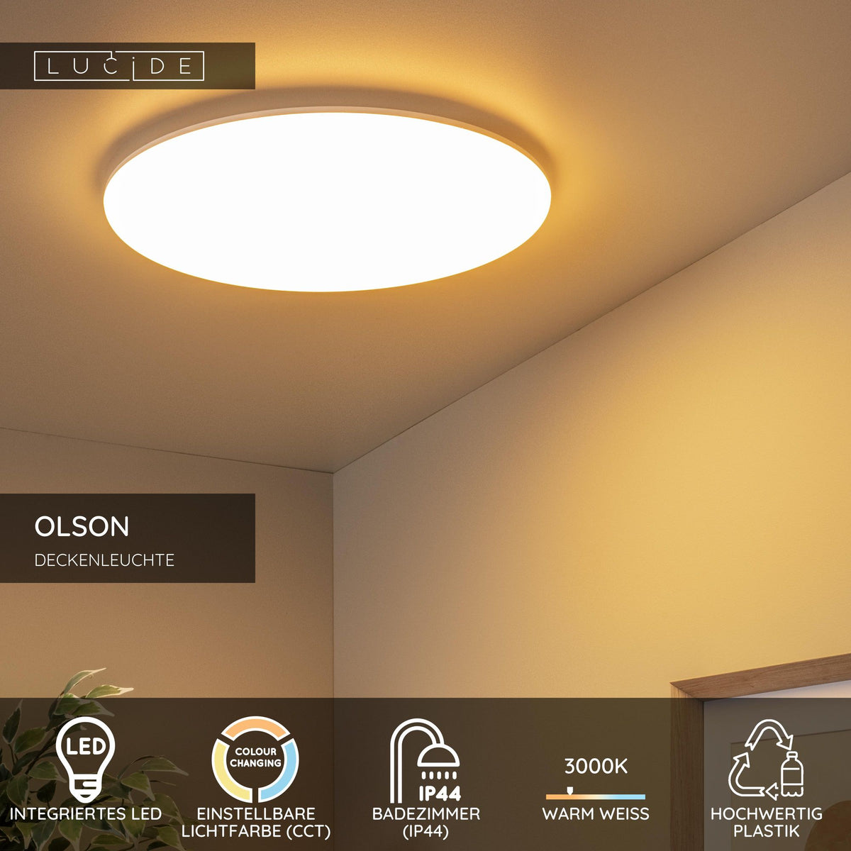 LED-Bad-Deckenleuchte Olson IP44 CCT Ø45cm (5)