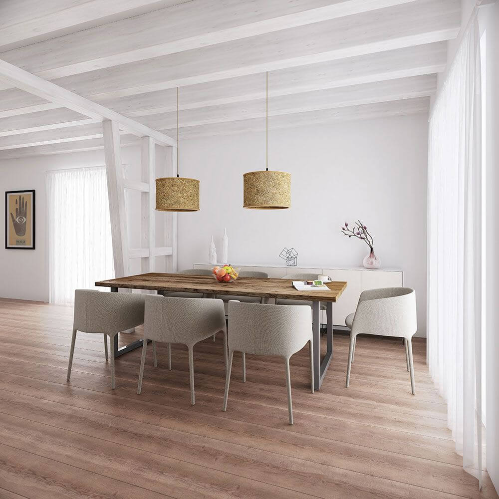 Træ hængende lampe med en heousel