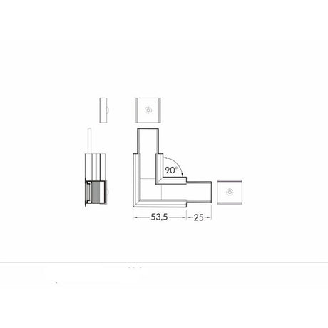 Canto de 90° para perfil de encastrar, branco profundo