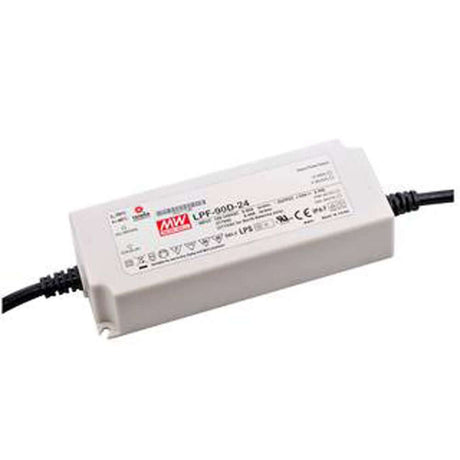 90W zertifiziertes Einbaunetzteil 24V IP67, kompakte Bauweise, PFC Schaltkreis, Schutzklasse IP67, Möbelanwendung.