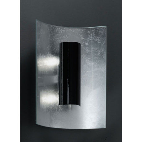 Lampa ścienna i sufitowa Aura srebrna, 2-punktowa, srebrno-czarna, 30 cm, z zakrzywioną szklaną powierzchnią i czarnym elementem