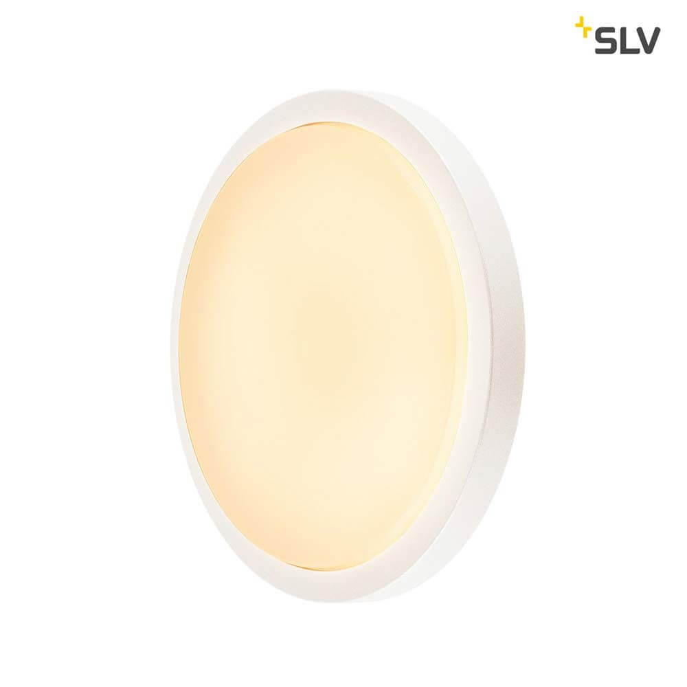 Ainos Deckenleuchte LED 3000K Rund Weiß mit opalem Leuchtfeld und lackiertem Gehäuse.