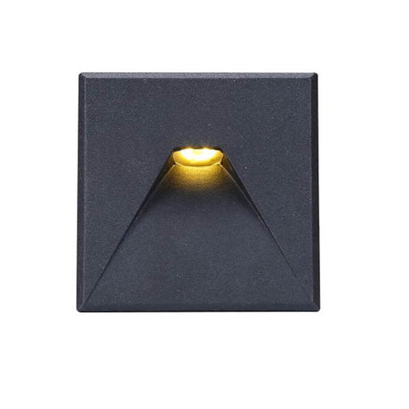 Sys-Wall 68 cover for LED square wall recessed spotlight 2 in black aluminium look with integrated light.