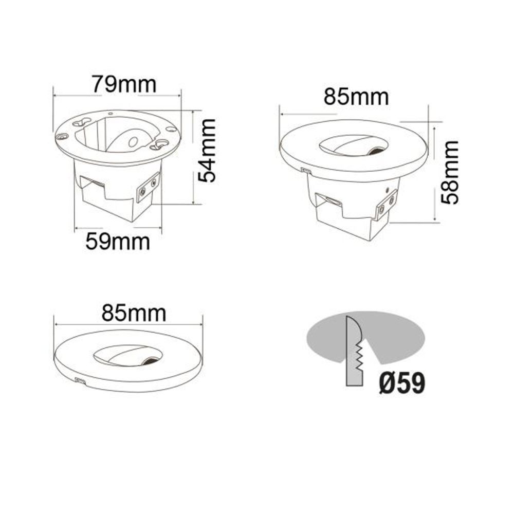 Cover Sys-Wall 68 for LED wall recessed spotlights Square 3