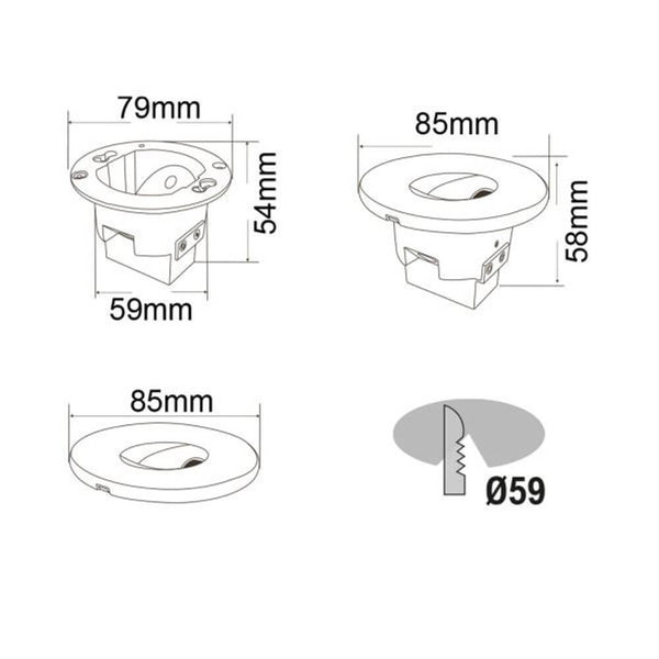 Abdeckung Sys-Wall 68 für LED-Wandeinbaustrahler Rund 2, Aluminium-Abdeckung für Prolight, Ø59 mm, 85 mm