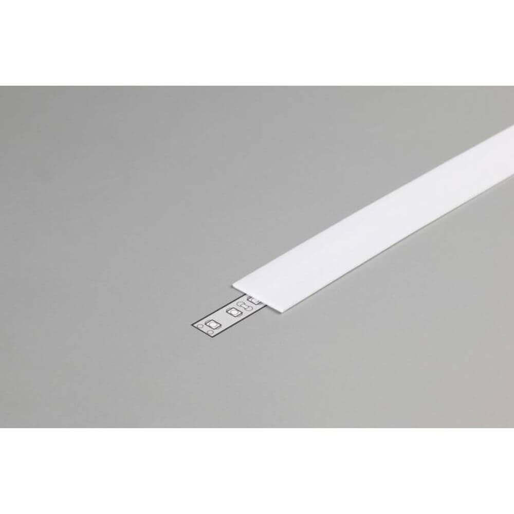 Abdeckung eckig 200cm Typ B Opalweiss für LED-Strip-Systeme auf grauem Hintergrund.
