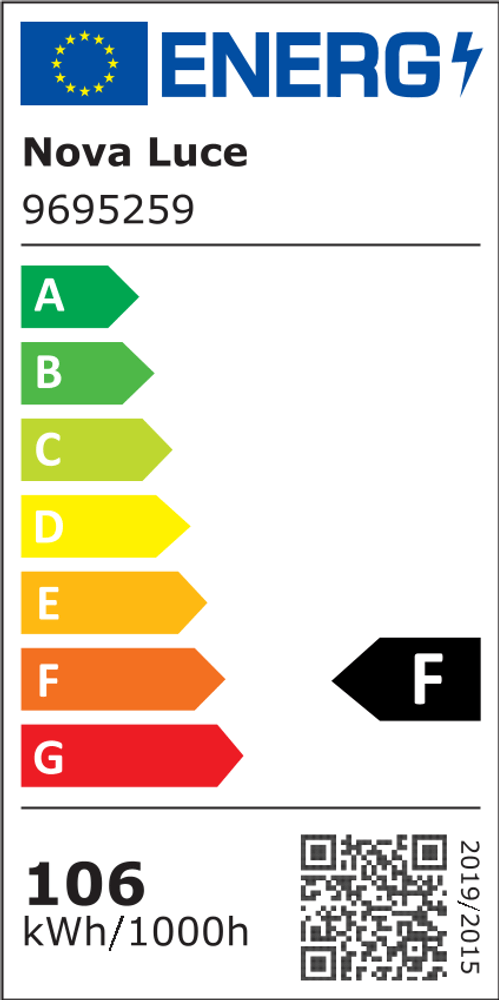 Energieeffizienzlabel für die Acrobat LED Pendelleuchte 16-flammig 3000K Schwarz, Klasse F.