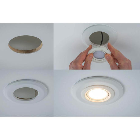 Adapter for installation diameters from 75-120 mm to 68-70 mm White: installation steps and application