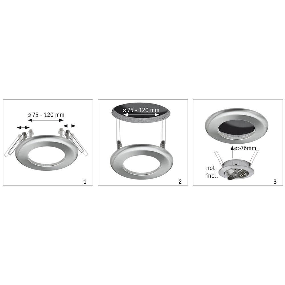 Adapter für Einbaudurchmesser von 75-120 mm auf 68-70 mm Weiß - Montageanleitung und Ansichten