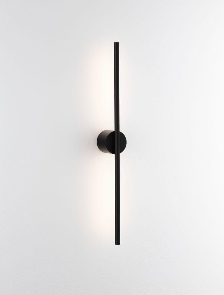 Aden LED Wandleuchte 3000K Schwarz - schlanke 90cm matte schwarze Aluminium Wandleuchte mit indirektem warmweißem Licht