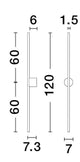 Aden LED Wandleuchte 3000K Schwarz – technische Zeichnung mit Abmessungen 120x7,3x1,5 cm, 60/60 cm Segmenten, slim Aluminium-Profil