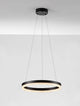 Adria LED Pendelleuchte Ø 40cm 3000K mit mattem schwarzem Aluminiumring und gleichmäßiger Lichtverteilung.