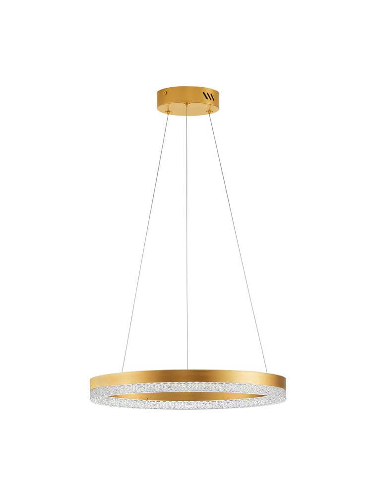Adria LED Pendelleuchte Ø 40cm 3000K in modernem Design mit goldenem Akzent, perfekt für Wohn- und Essbereiche.