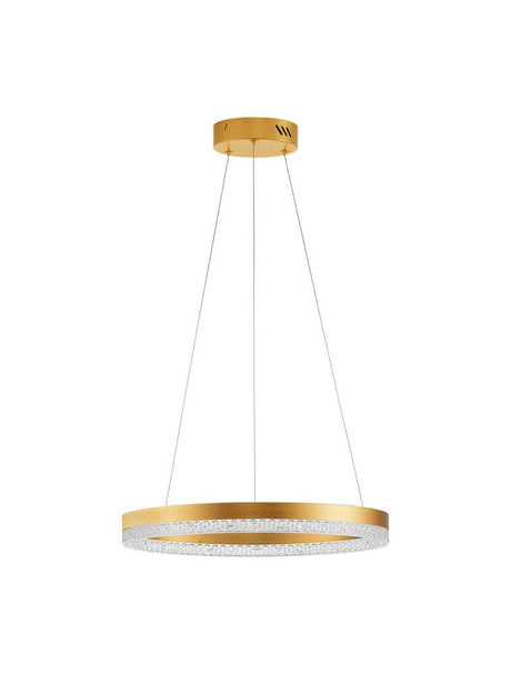 Adriaterhavet LED Pendel Ø 40cm 3000K i moderne design med guldaccent, perfekt til opholds- og spisestue.