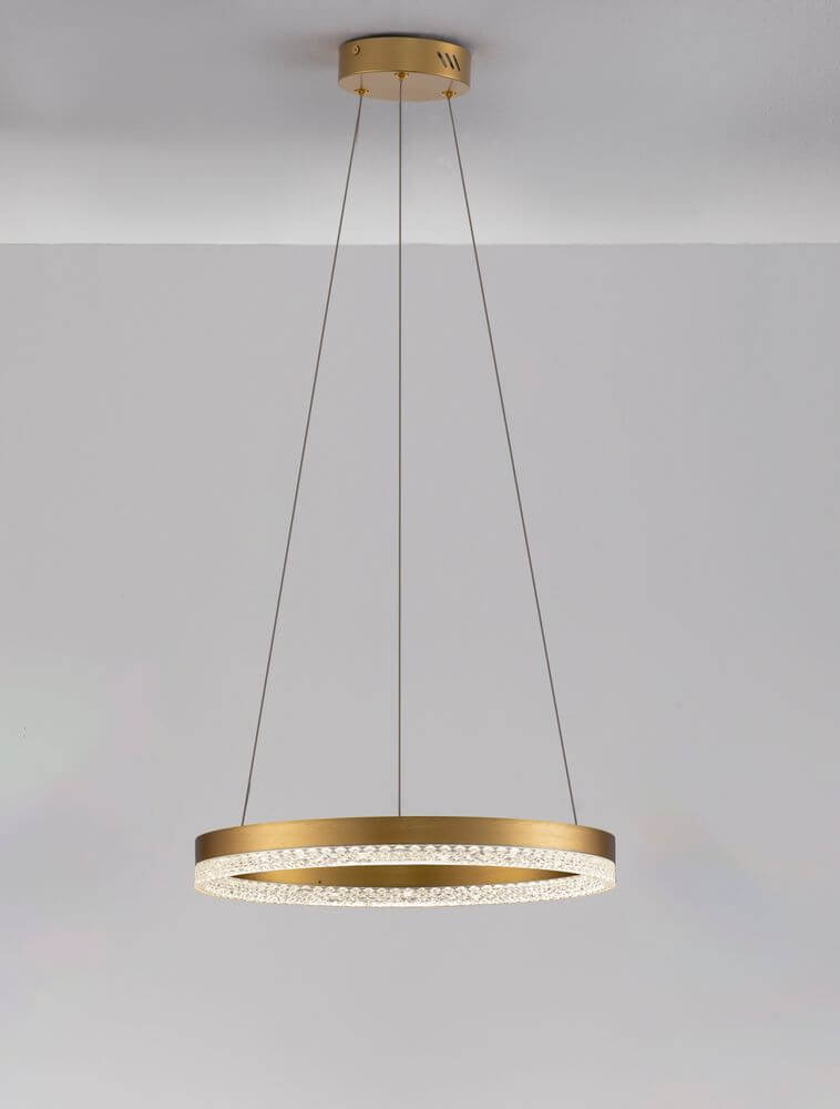 Adria LED Pendelleuchte Ø 40cm 3000K in modernem Design mit mattem Gold und gleichmäßiger Lichtverteilung.