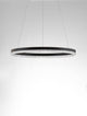 Adria LED Pendelleuchte Ø 60cm 3000K, elegantes Design mit schwarzem Aluminium und kristallinem Ring.