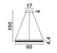 Technische Zeichnung der Adria LED Pendelleuchte Ø 60cm 3000K mit Abmessungen in cm.