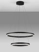 Adria LED Pendelleuchte 2-flammig Ø 60cm mit zwei Ringelementen in schwarz und integriertem LED-Licht.