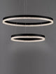 Adria LED Pendelleuchte 2-flammig Ø 60cm mit eleganten Ringen in Schwarz und integrierten LEDs.