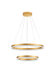 Adria LED Pendelleuchte 2-flammig Ø 60cm in elegantem Design mit goldenen Ringen.