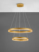Adria LED Pendelleuchte 2-flammig Ø 60cm in elegantem Gold, moderne Lichtskulptur für jeden Raum.