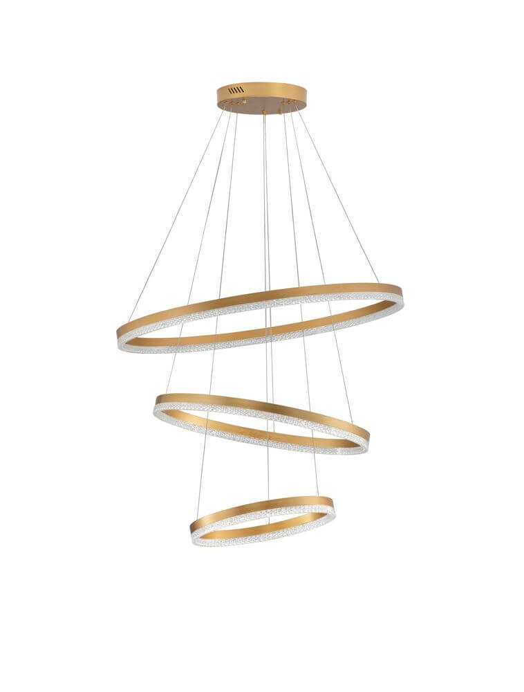 Adria LED Pendelleuchte 3-flammig Ø 80cm mit einzigartigem Design und schwebenden Ringen.