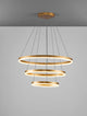 Adria LED Pendelleuchte 3-flammig Ø 80cm in elegantem Gold mit schwebenden Ringen.