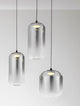 Aelia LED Pendelleuchte 6-flammig Ø 72cm Schwarz, Rauch mit 3 eleganten Glaslampenschirmen in Rauchgrau.