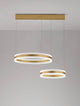 Agos LED Pendelleuchte Ø 60cm in modernem Design mit zwei schwebenden Leuchtkreisen.