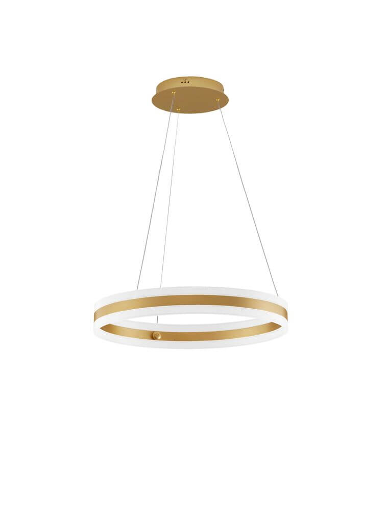Agos LED Pendelleuchte Ø 60cm in modernem Design mit goldenen und weißen Akzenten