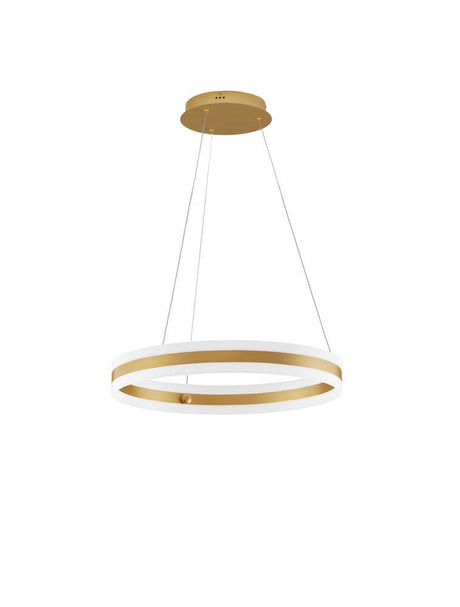 Agos LED pendant light Ø 60cm in a modern design with gold and white accents