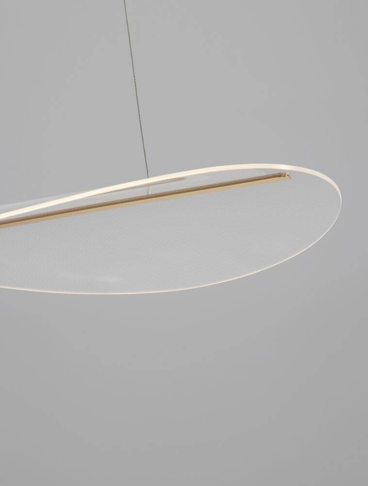 Agos LED Pendelleuchte 3000K, moderne Acryl- und Aluminiumleuchte für Ess- und Wohnzimmer.