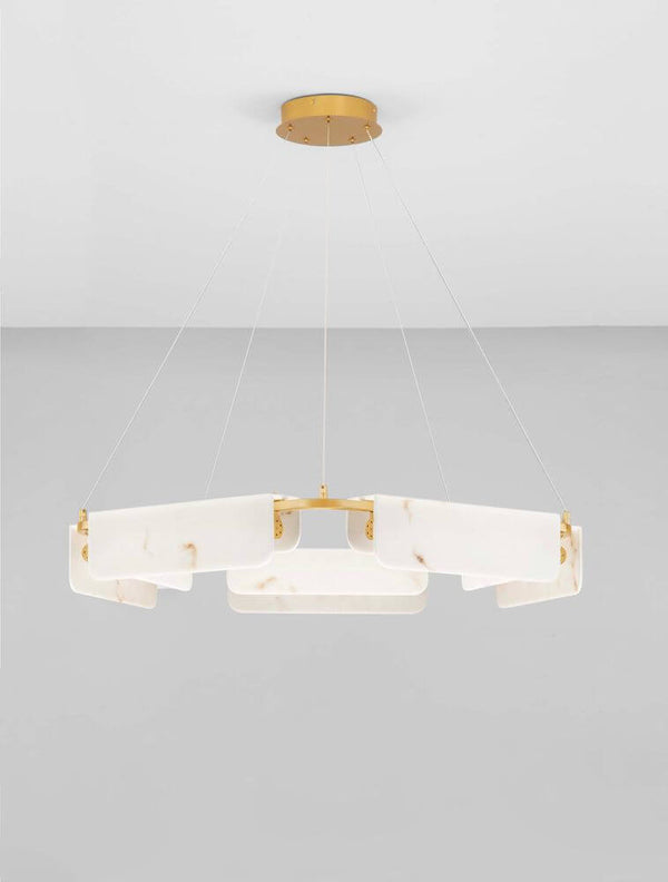 Aider Pendelleuchte 5-flammig Ø 93cm moderne gold-weiße Pendelleuchte mit 5 Lichtquellen