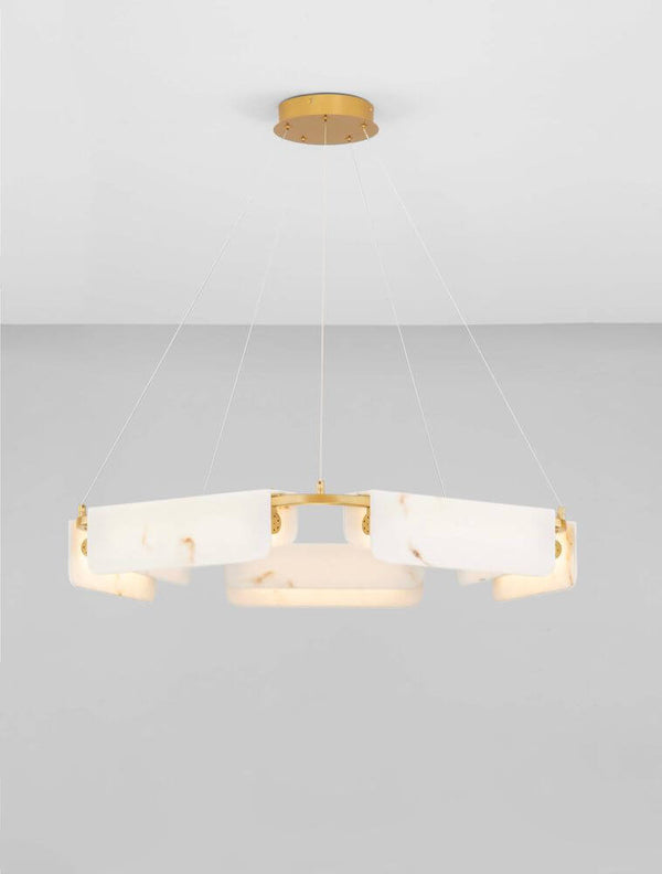 Aider Pendelleuchte 5-flammig Ø 93cm moderne LED-Pendelleuchte in Gold und Weiß