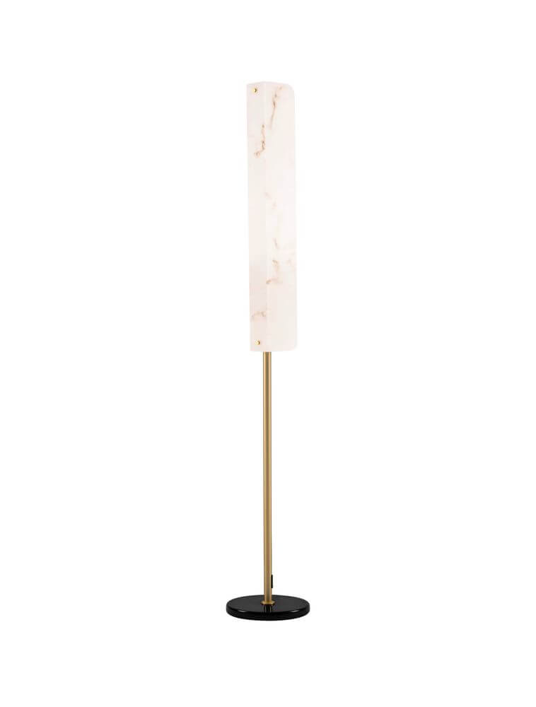 Elegante Aider Stehlampe H 160cm mit modernem Design und marmoriertem Lampenschirm.