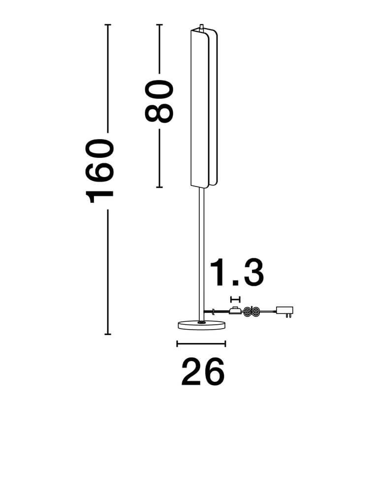 Aider Stehlampe H 160cm technische Zeichnung mit Abmessungen