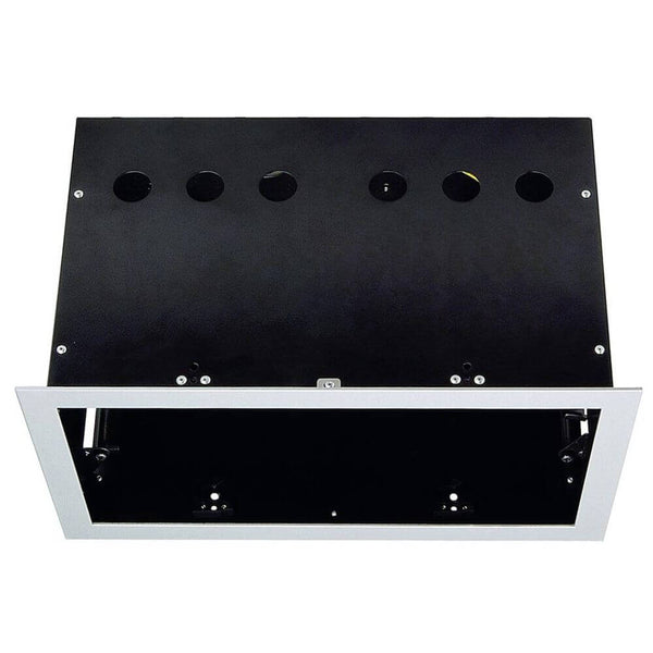 Aixlight Pro 2 Frame Einbaurahmen Silbergrau Schwarz mit schwarzem Oberteil und Anschlüssen für modulare Leuchten.