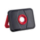 Akkulampe Worklight Schwarz-Rot, IP65, tragbar, mit Standfuß und USB-Ladefunktion.