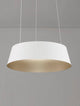 Alba LED Pendelleuchte Ø 42cm 3000K mit modernem, rundem Design in Weiß und Gold innen.