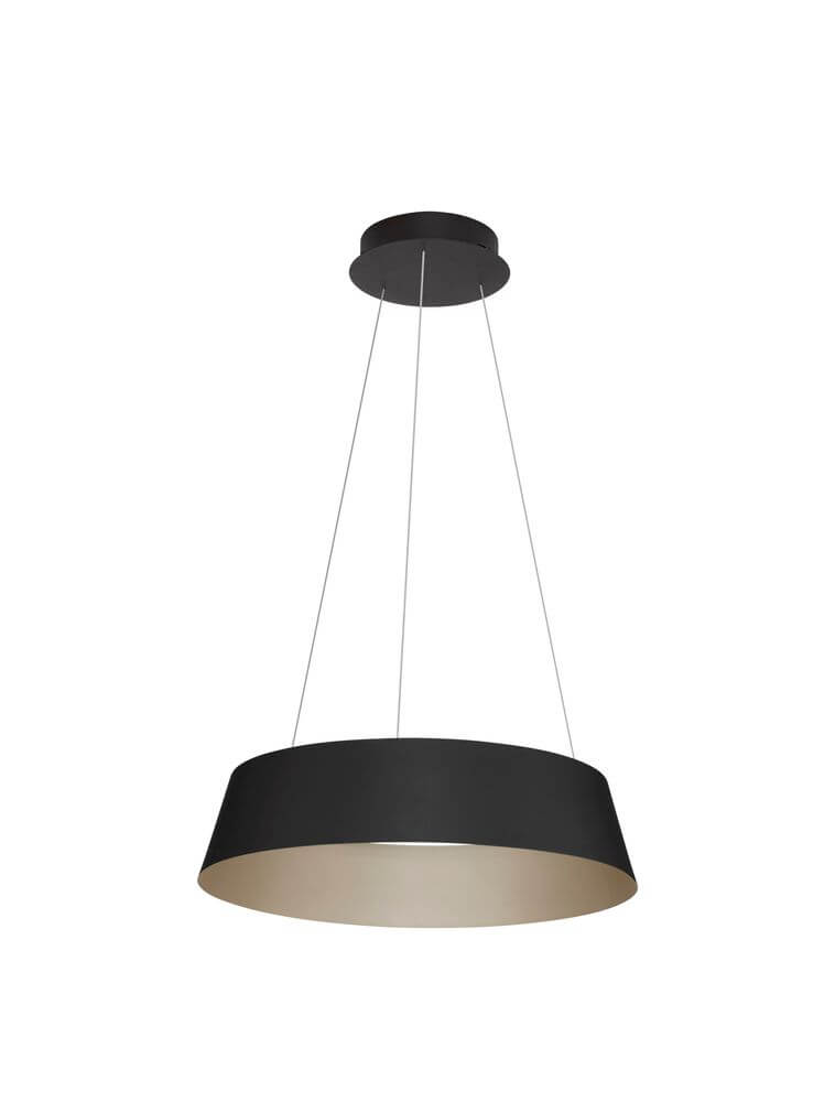 Alba LED Pendelleuchte Ø 54cm 3000K in elegantem Schwarz mit goldenem Innendesign, ideal für modernes Wohnen.