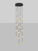 Alcinoe LED Pendelleuchte Ø 38cm mit mehrfach hängenden Lichtquellen für modernes Wohnzimmerdesign.