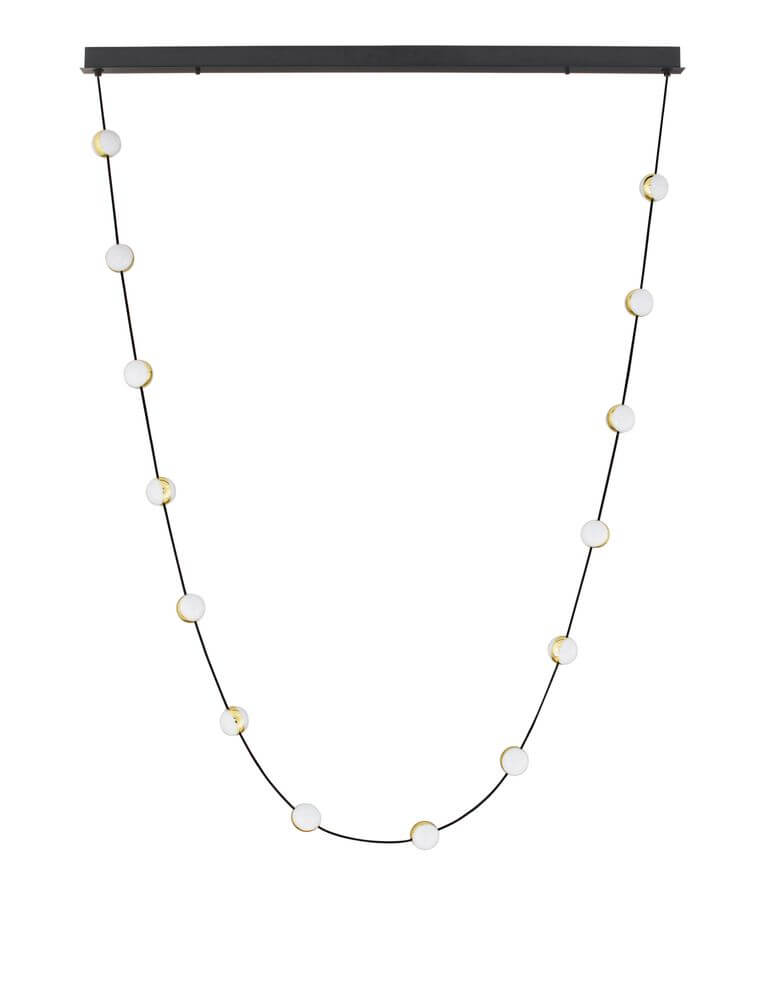 Alcinoe LED Pendelleuchte 3000K Schwarz, Gold mit modernen Design und eleganten Elementen.