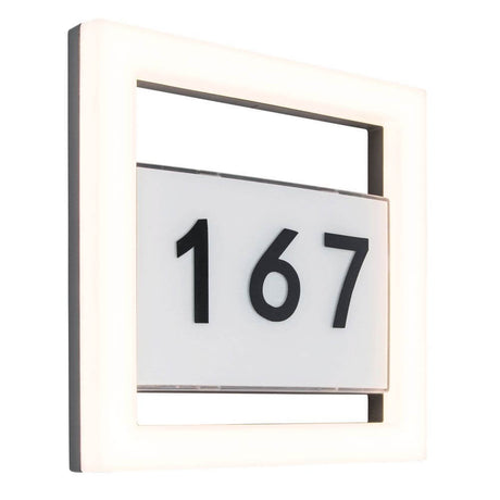 Alice LED-Außenwandleuchte mit Hausnummer IP44 Anthrazit und leuchtender Hausnummer 167