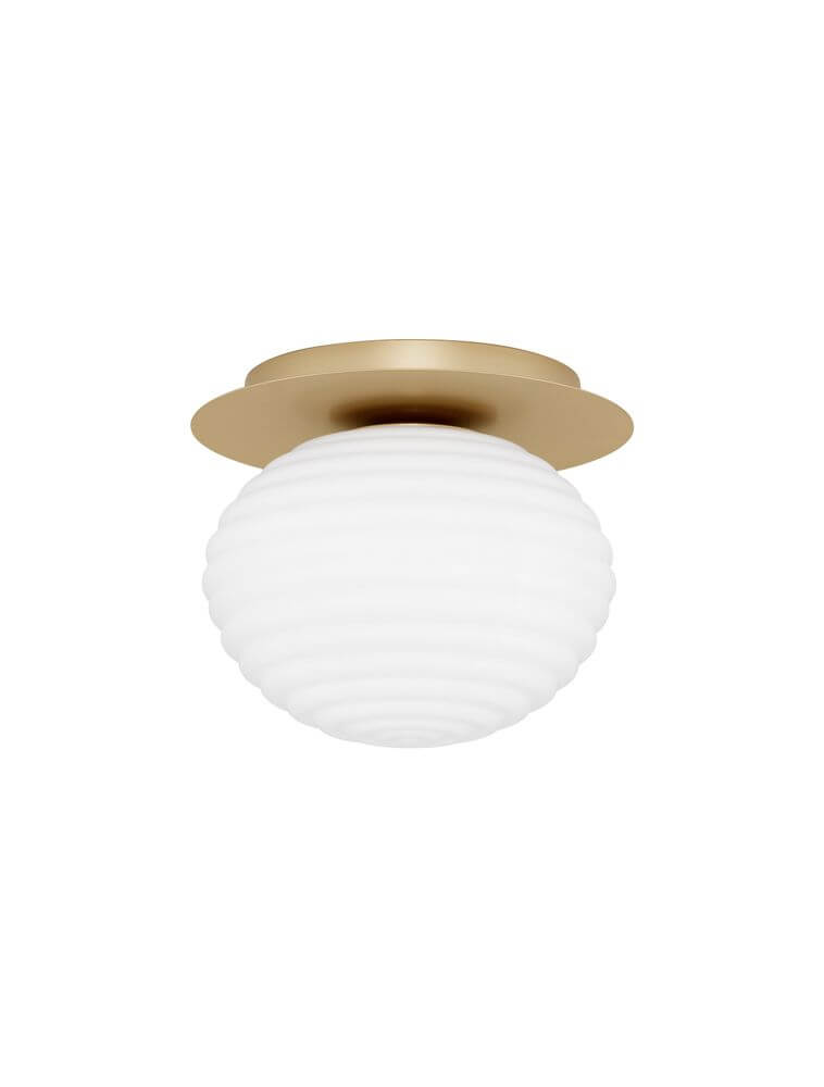 Allen Deckenleuchte E27 Gold, Weiß mit kugelförmigem opalen Glas für wohnliches Licht.