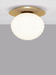 Allen Deckenleuchte E27 Gold, Weiß - stilvolle Deckenlampe mit kugelförmigem, opalem Glas und goldener Halterung.