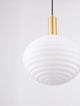 Allen Pendelleuchte E27 Gold, Weiß mit opalglas Lampenschirm und elegantem goldenen Aufhänger.