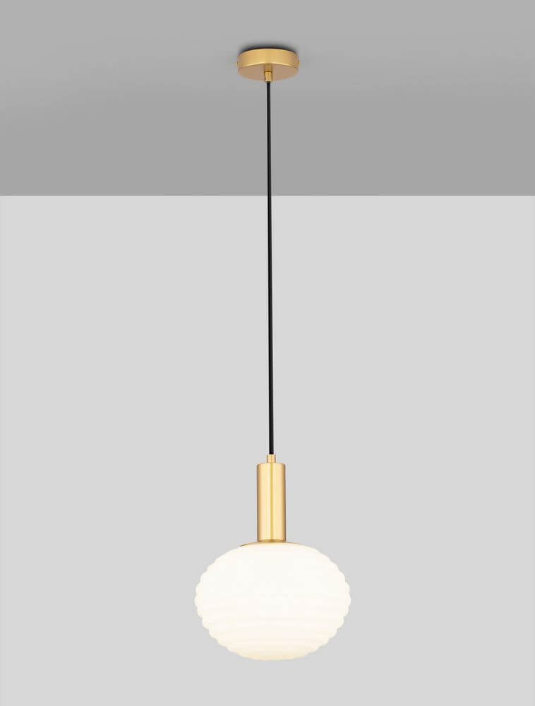 Allen Pendelleuchte E27 Gold, Weiß mit mattem Opalglas und elegantem Design wie aus der Nova Luce Kollektion.